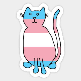 Transgender Pride Flag Cat Sticker